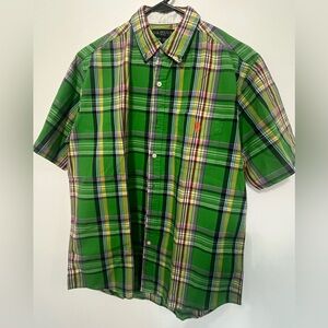 U.S. Polo Assn. Men's Green Plaid Button Down shorts sleeve Shirt.size Medium.
